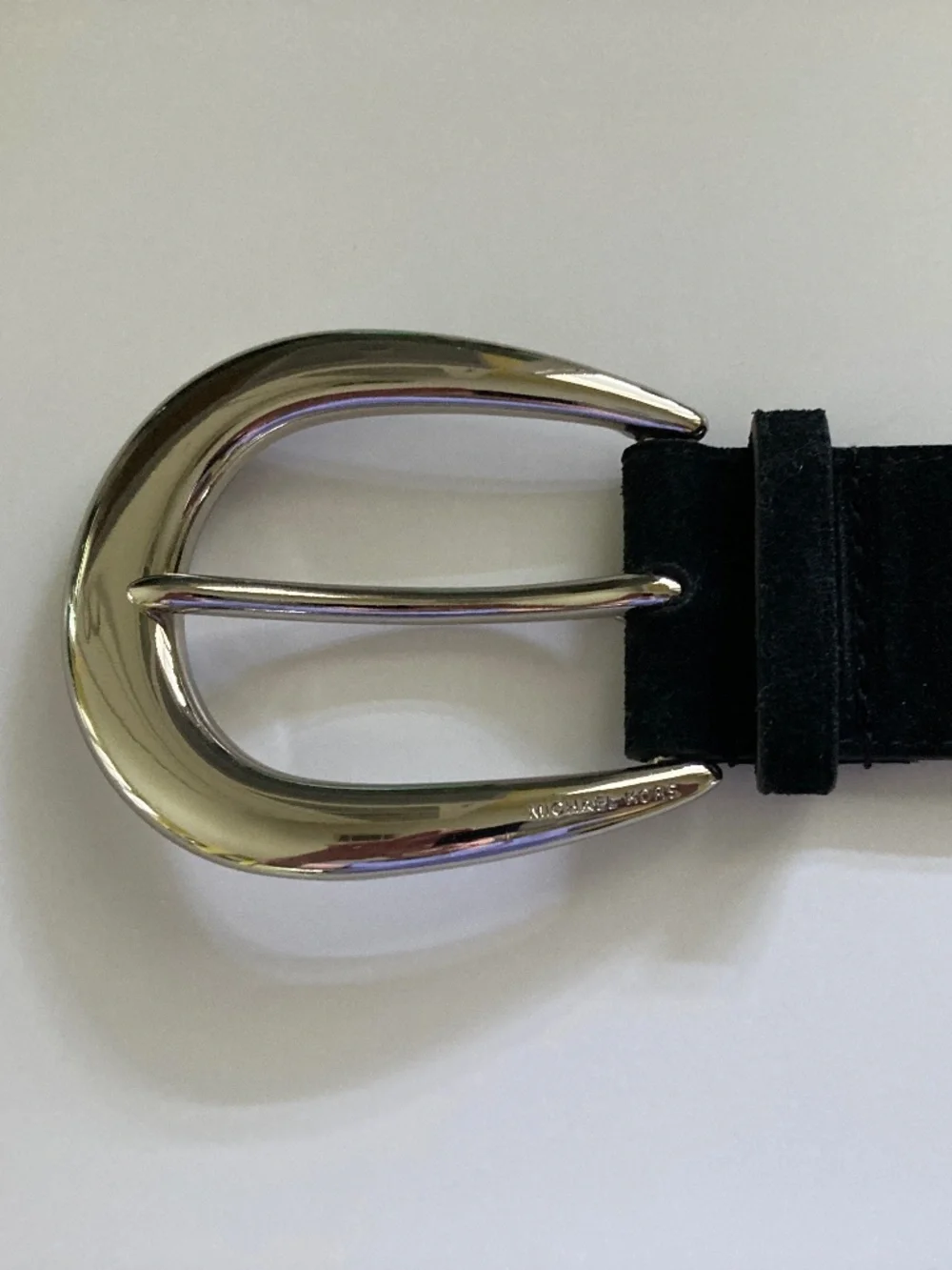 Michael Kors Black Suede Belt/Genuine Leather/Silver Tone Buckle/553309/XL/NWT!